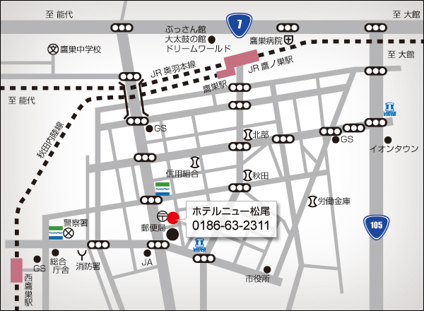 ホテルニュー松尾への地図